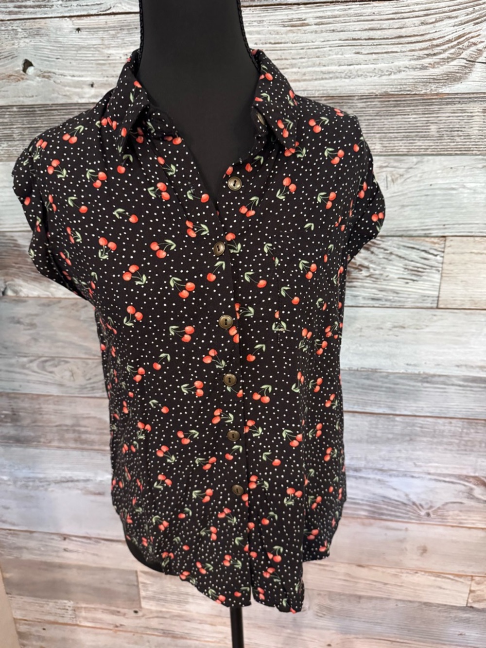 No Boundaries Black Cherry Print Button-Up